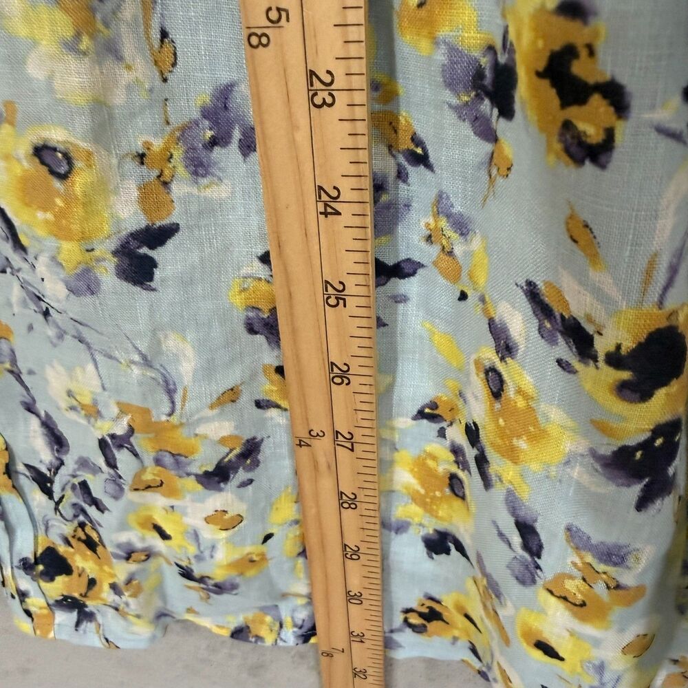J Jill Love Linen Blouse 2X Plus Floral Print 3/4 Sleeve Lightweight 100% Linen - Picture 7 of 7
